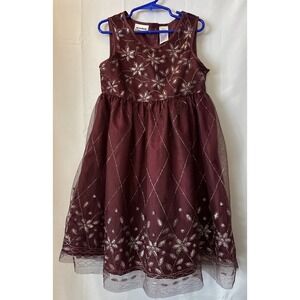 BLUEBERI BOULEVARD Girls 6T Burgundy/Glitter Party‎ Dress, Satin/Tulle